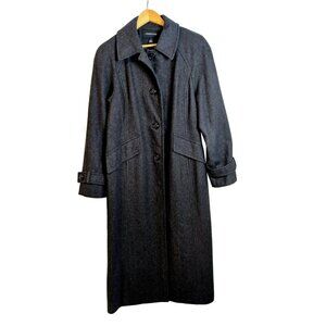 Vintage London Fog Wool Blend Full Length Coat | Women's, Charcoal Gray, Size 14